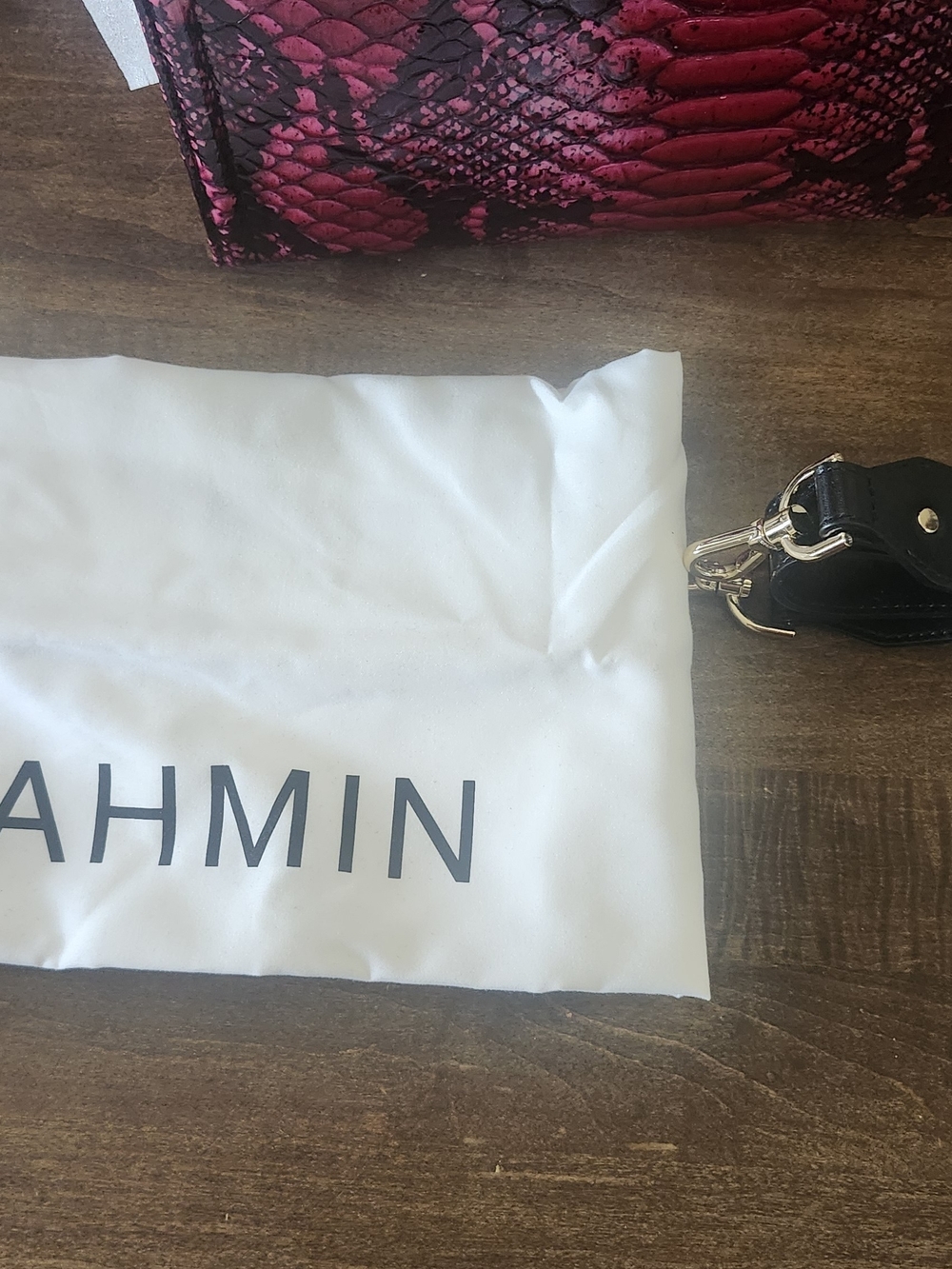 Bright Pink Snake-Print Tote Handbag by Brahmin Brand - Picture 7 of 10